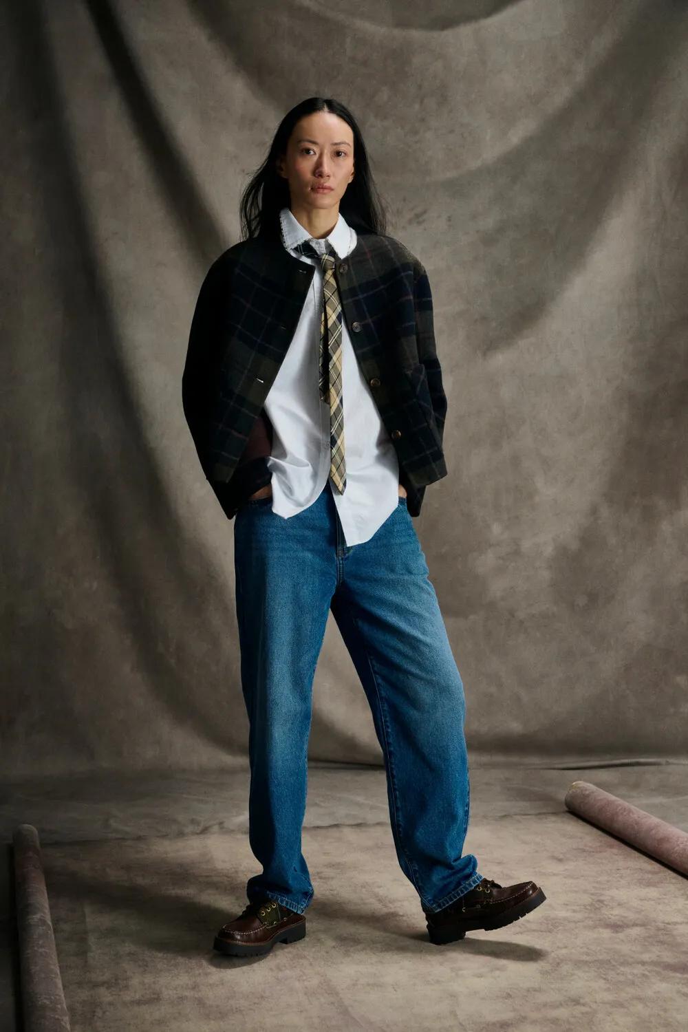 BARBOUR_STEFFL_AW26 Barbour Tartan Reimagined  Modern Heritage _ Marlow Overshirt LOS0092TN43_ Adalyn Jeans LTR0442IN53_ Darras Boat Shoe LFO0798BR74 _2_